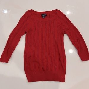 American Eagle classic scoop neck Red Mid 3/4 Sleeve knit Sweater with buttons
